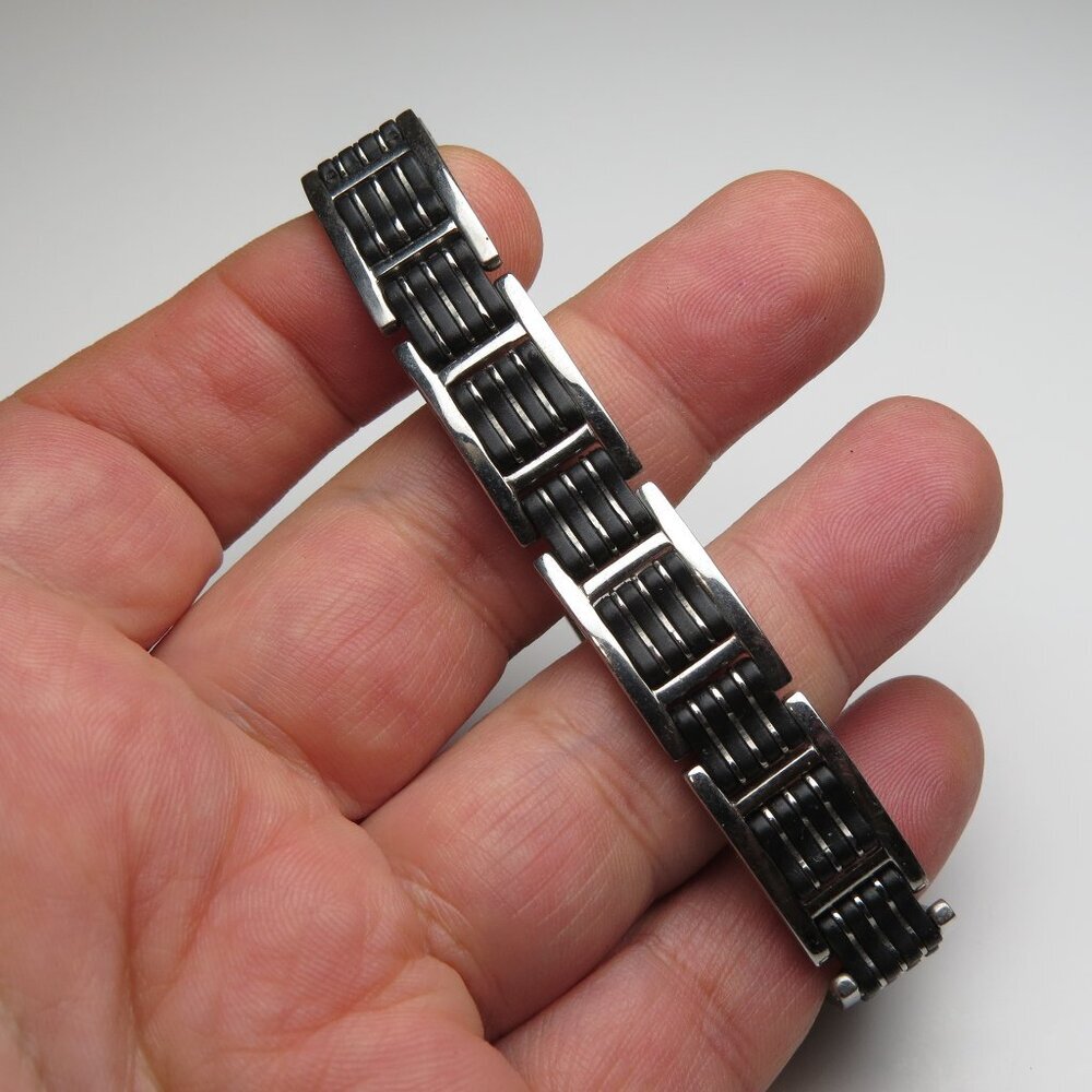 Men's St. Steel & Rubber cuff Bracelet